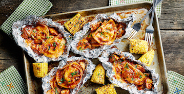 BBQ Chicken and Pierogy Packets
