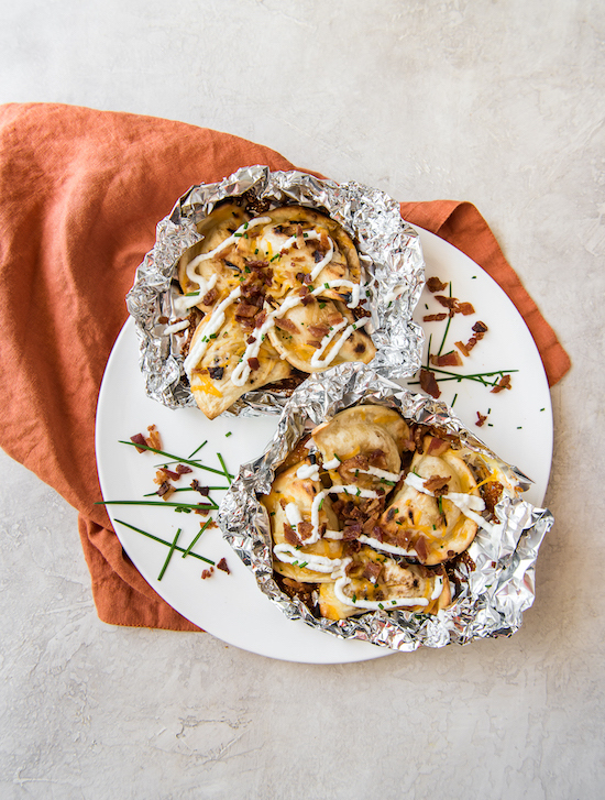 Cheesy Grilled Pierogy Packets with Bacon