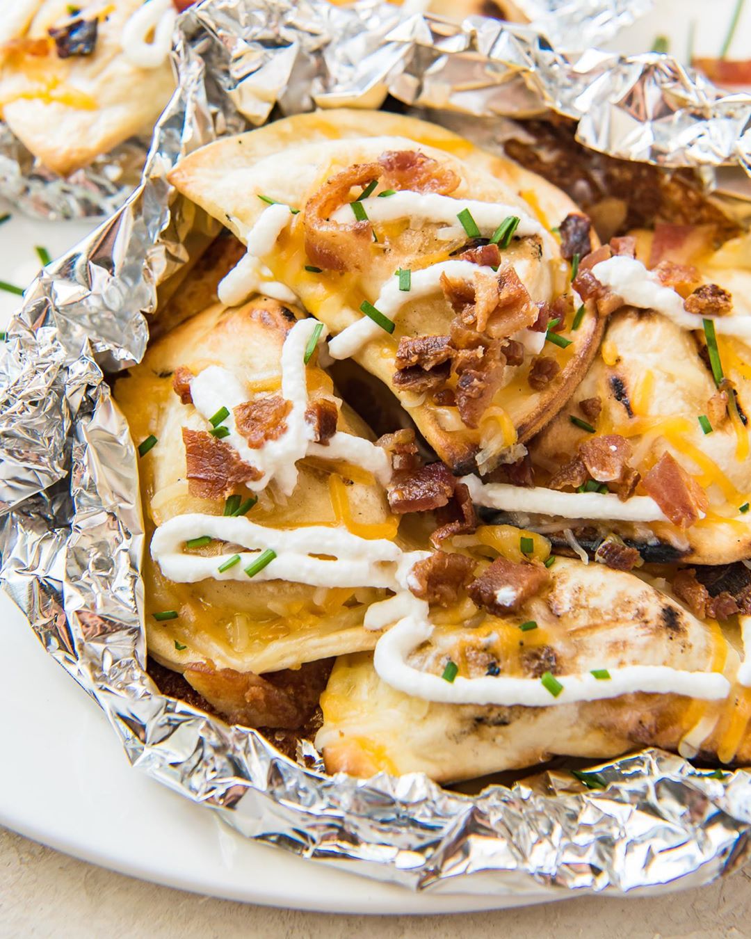 Cheesy Grilled Pierogies with Bacon
