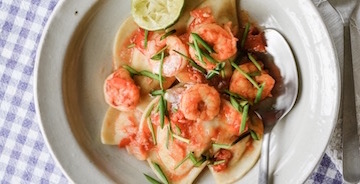 Tequila Lime Shrimp and Pierogies